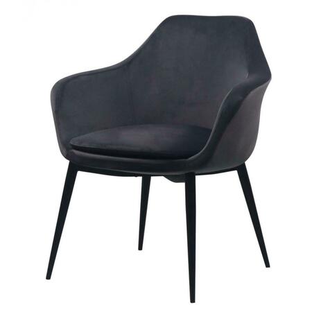 GFANCY FIXTURES Gray & Black Velvet Dining Chair GF3676800